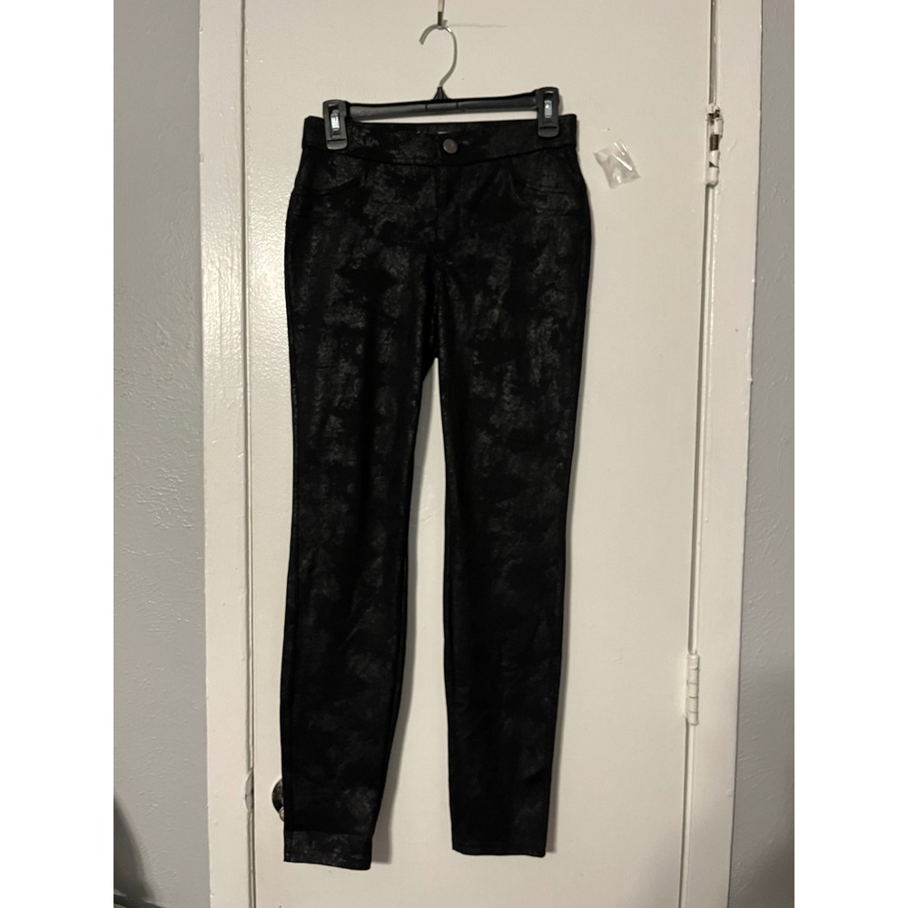 Simply Vera Vera Wang Black Metallic Foil Skinny Pants Women Size S Distressed